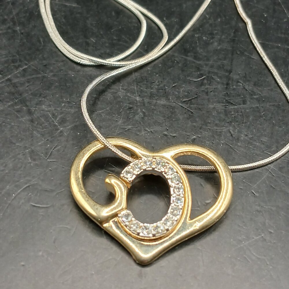 God's Heart Gold toned and Faux Diamond Necklace
